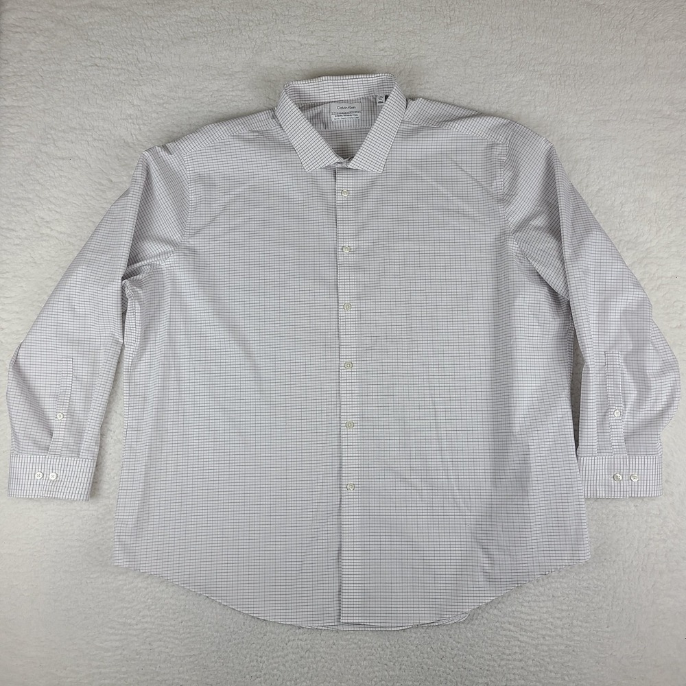 Calvin Klein Dress Shirt Mens 20 34/35 4XL Infinite Wrinkle Free Slim Button Up